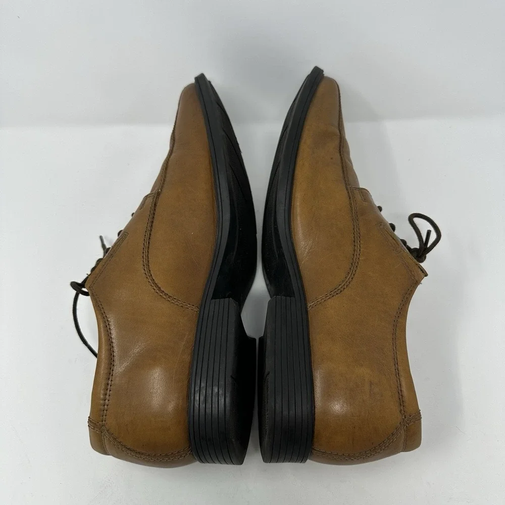 Clarks Tilden Walk Men's‎ Size 11.5 W Dark Tan Leather Lace Up Oxford Shoes